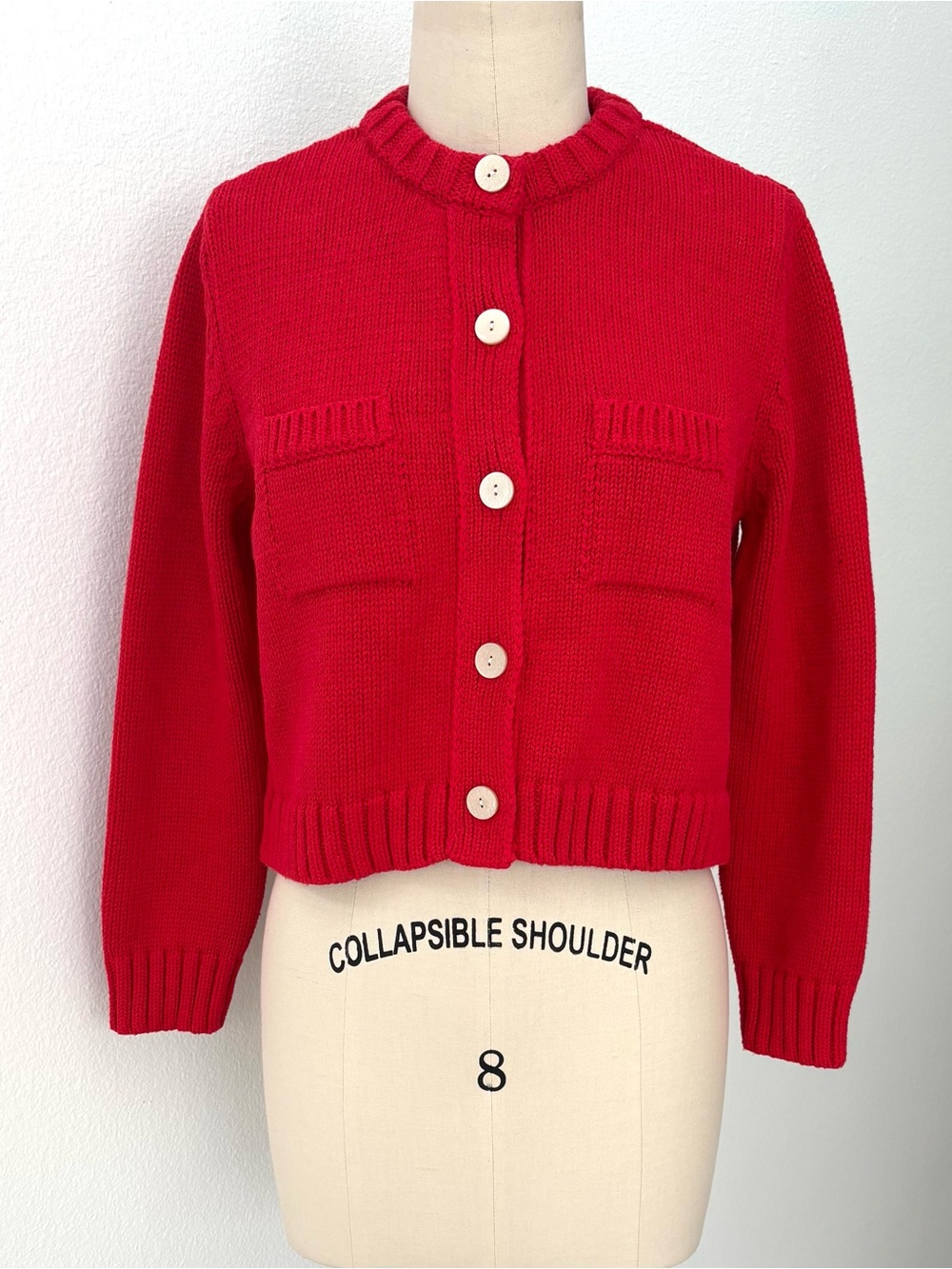 Zara Red Cropped Cardigan Sweater NWT Classic Holidays Timeless Size M